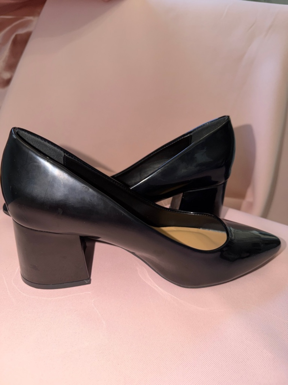 Rouge! Black Patent Block Heel Pumps
